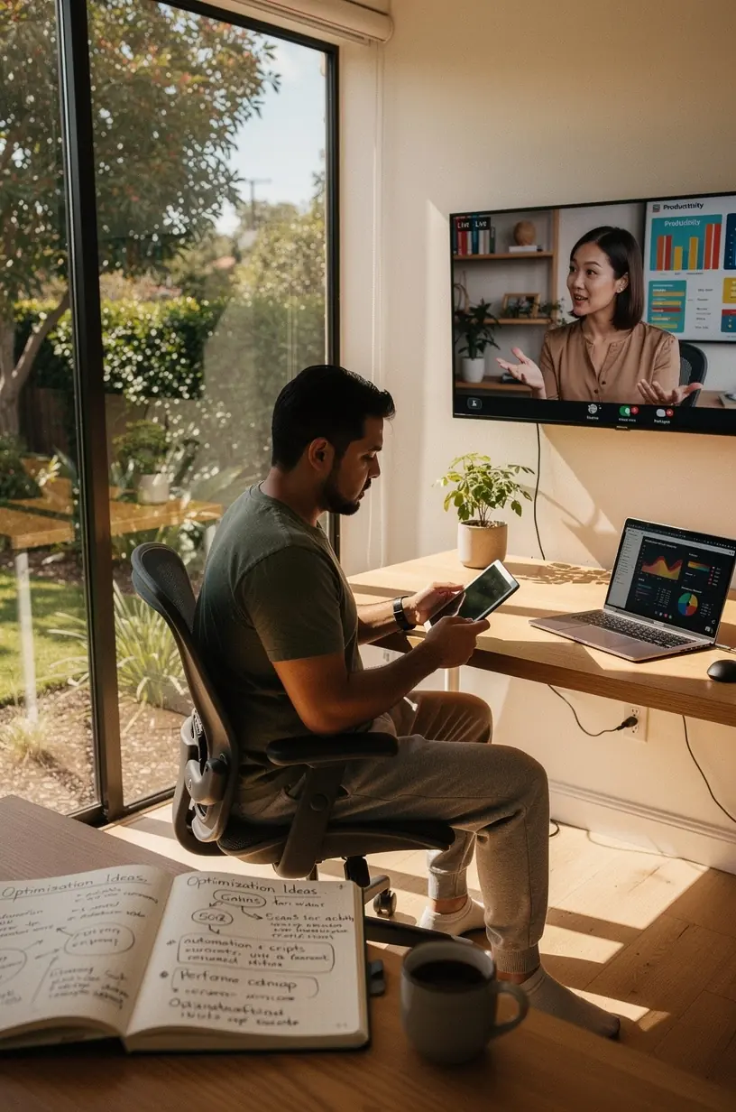 Professional reviewing data analytics on a laptop to enhance software automation strategies for business growth